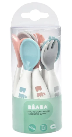Lot 10 Couverts Ergonomiques 2Eme Age Blue/Pink*BÉABA
