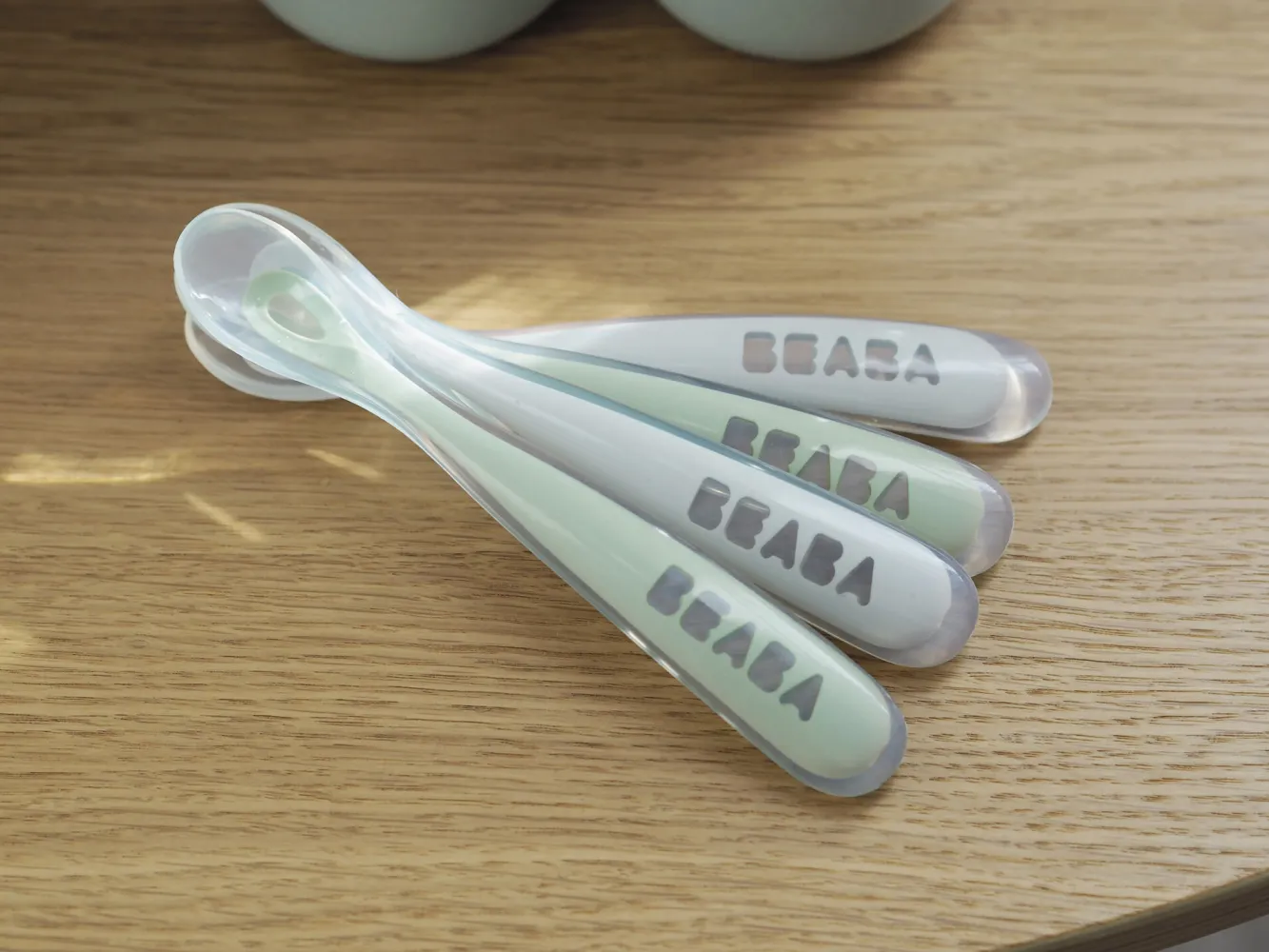 Lot 4 Cuilleres 1Er Age Silicone Velvet Grey / Sage Green*BÉABA New