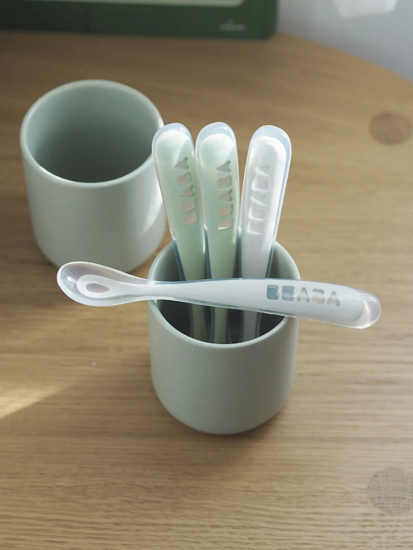 Lot 4 Cuilleres 1Er Age Silicone Velvet Grey / Sage Green*BÉABA New