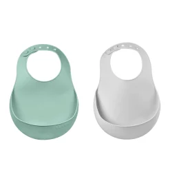 Lot De 2 Bavoirs Silicone Light Mist/Sage Green*BÉABA Discount