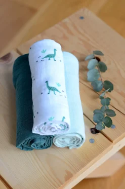 Lot De 3 Langes En Coton Jurassic*BÉABA Clearance