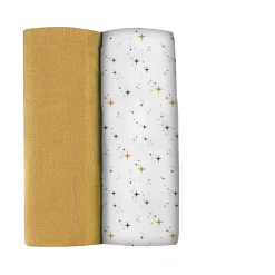 Lot De 2 Langes Xxl En Coton Honey Yellow/Starry Night*BÉABA Sale