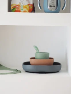 Set Vaisselle Silicone 4 Pieces Mineral*BÉABA Hot